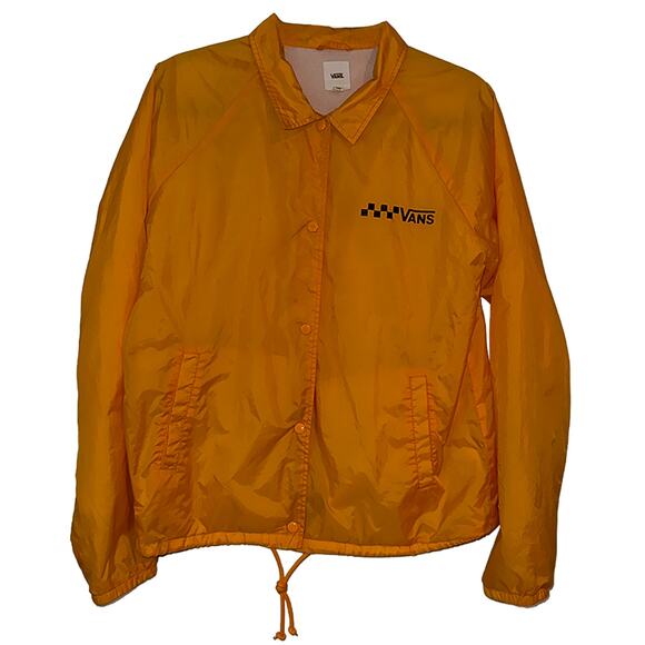 Vans Thanks Coach Jacket Lightweight Snap-Front Windbreaker Yellow Women's M - Picture 2 of 10